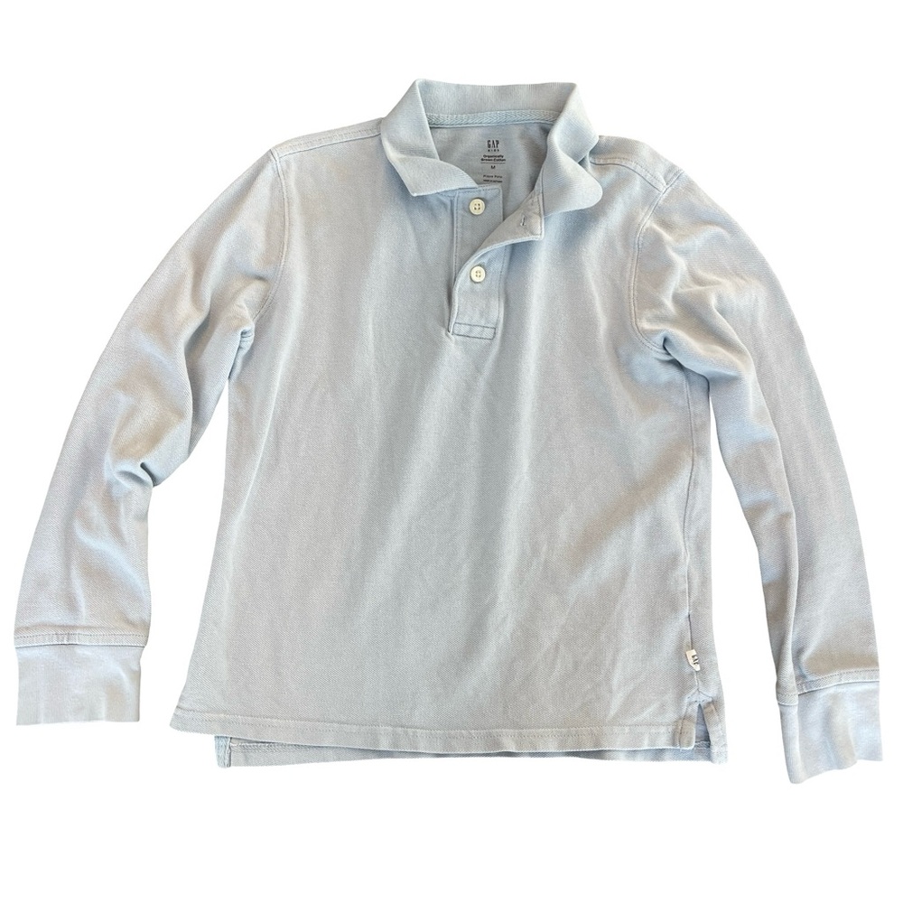 Gap Boys Gray Organic Cotton Long Sleeve Polo Shirt Size M (8)